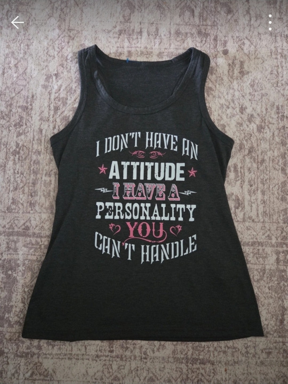 Dark Gray Tank Top with White and Pink Graphic